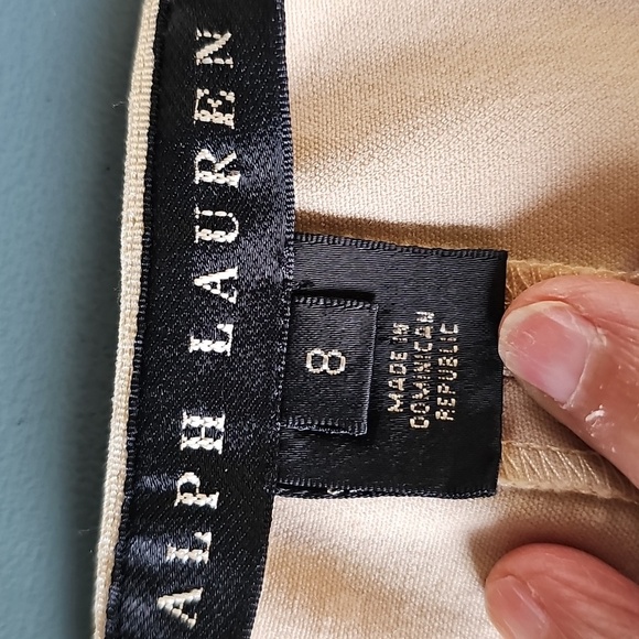 Ralph Lauren Tan Tailored Trousers With Black Label. Size 8. 92% Wool 6% Nylon - Picture 5 of 8
